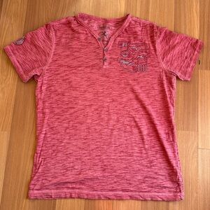 Y2K v-neck Henley Express men’s Red marled Graphic T-Shirt